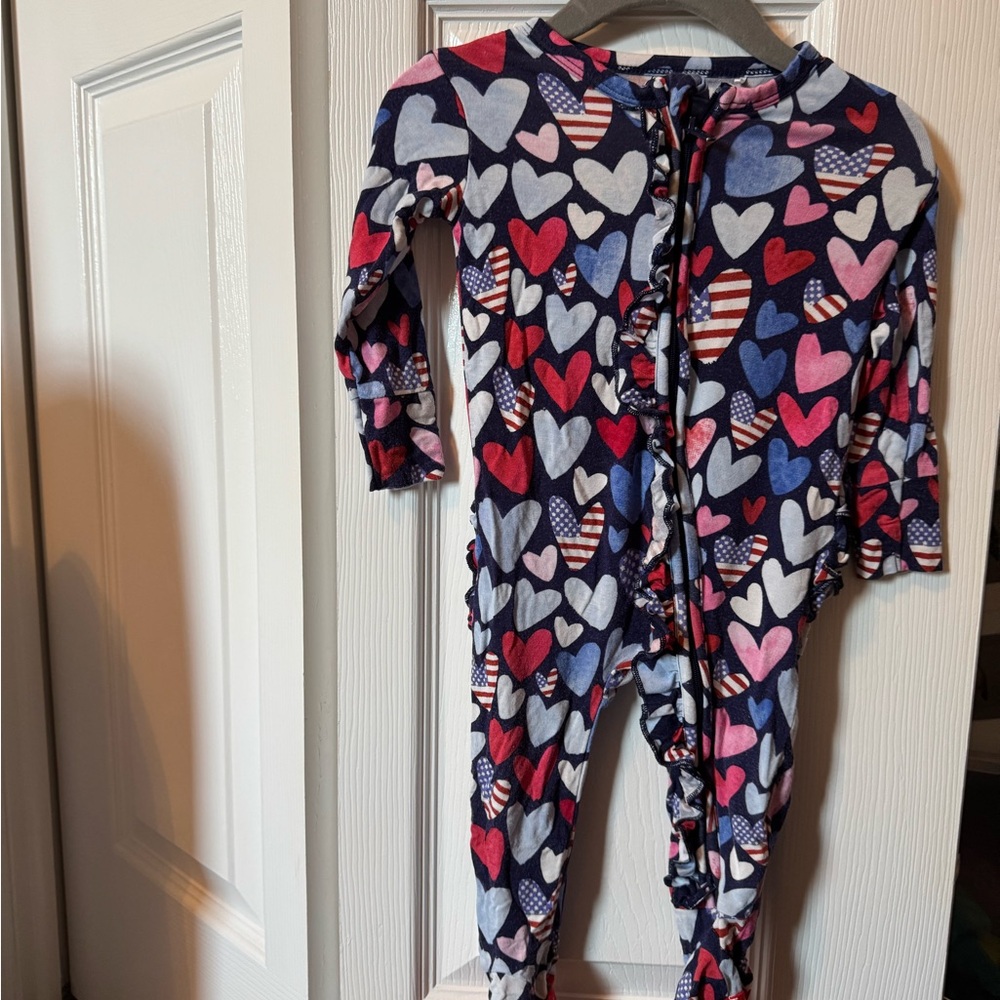 Patriotic Heart Patterned Baby Onesie posh peanut